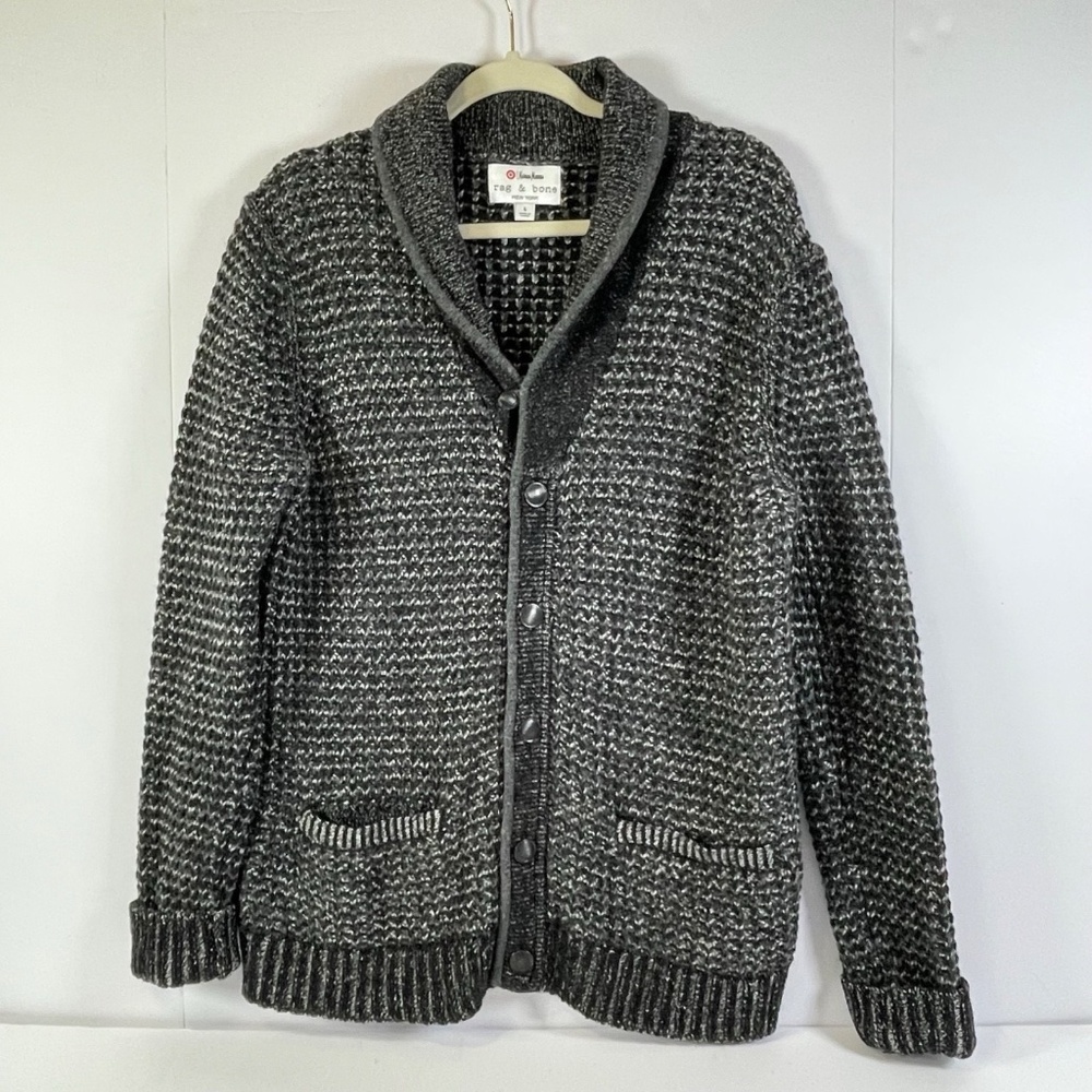 Rag Bone Neiman Marcus Target Sweater L Gray Knit Wool Blend Cardigan Shawl